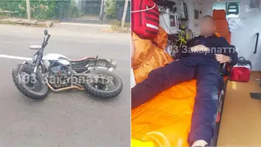 Közlekedési baleset történt Ungváron, ahol egy motoros személyautónak ütközött. Fotó: facebook.com/103zakarpat