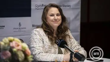 Polgár Judit nemzetközi sakknagymester, a fesztivál megálmodója a Világsakkfesztivál sajtótájékoztatóján a budapesti Four Seasons Hotelben 2025. szeptember 16-án.  MTI/Bodnár Boglárka