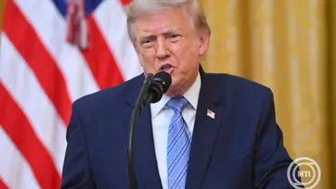 Donald Trump amerikai elnök televíziós üzenetet intéz a nemzethez a washingtoni Fehér Ház Keleti terméből 2026. július 16-án. MTI/EPA/AFP pool/Saul Loeb