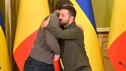 Alexander De Croo belga miniszterelnök és Volodimir Zelenszkij ukrán elnök