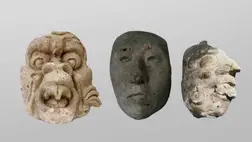 Bizarr maja stukkó maszkok árulkodnak a múltról