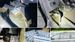 A kárpátaljai vámosok 550 csomag elrejtett cigarettát találtak egy gépkocsiban. Fotó: Kárpátaljai Vámhivatal