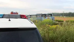  Többen megsérültek egy ukrán busz balesetében Kisvárda közelében. Fotó: Police.hu