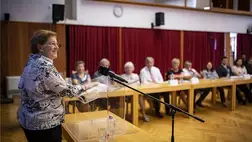 Szili Katalin miniszterelnöki főtanácsadó előadást tart a Kárpát-medencei Magyarság Evangelizációjáért Alapítvány konferenciáján a Szent Atanáz Görögkatolikus Hittudományi Főiskolán Nyíregyházán 2023. szeptember 16-án. MTI/Balázs Attila