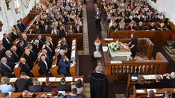 Novák Katalin köztársasági elnök beszédet mond a Szerbiai Református Keresztyén Egyház püspökszentelő istentiszteletén a bácsfeketehegyi református templomban 2023. október 14-én. MTI/Molnár Edvárd