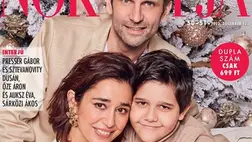 Gryllus Dorka és Simon Kornél nagyobbik fiukkal a címlapon