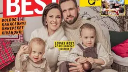 Lovas Rozi férjével és gyerekeivel a címlapon