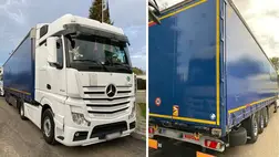 Ausztiában lopták el a 2019-es Mercedes-Benz Actros gépkocsit és a hozzá tartozó 2021-es Kogel pótkocsit. Fotó: Ukrán Állami Határőrszolgálat