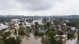 Légi felvétel az árvízzel elöntött területekről az északkelet-csehországi Ostravában 2024. szeptember 16-án. (Fotó: MTI/AP/Darko Bandic)