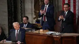 Donald Trump kongresszusi beszéde közben (Fotó: Andrew Harnik/Getty Images)