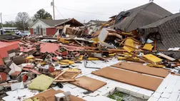 Egy összeomlott helyi templom, miután 2025. április 3-án tornádó csapott le a Kentucky állambeli Paducah-ban (Fotó: Michael Swensen/Getty Images)