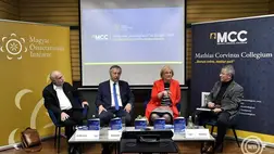 Andrássy György egyetemi tanár, Kalmár Ferenc, a Külgazdasági és Külügyminisztérium főtanácsadója és Szili Katalin miniszterelnöki főtanácsadó,valamint Lakatos Mihály, a Magyar Összetartozás Intézetének szenior kutatója.MTI/Soós Lajos