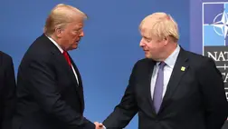 Donald Trump amerikai elnök és Boris Johnson volt brit miniszterelnök. Fotó: Steve Parsons-WPA Pool/Getty Images