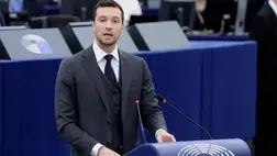 Jordan Bardella, a francia ellenzéki Nemzeti Tömörülés (RN) párt és a Patrióták Európáért európai parlamenti (EP-) frakció elnöke (Fotó: MTI/EPA/Ronald Wittek)