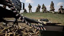  Katonai kiképzés valahol Kelet-Ukrajnában (Fotó: MTI/EPA/Ukrán 24. gépesített dandár)