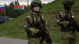 Orosz katonai rendfenntartók a nyolc évvel ezelőtti Zapad 2017 gyakorlat idején, Fehéroroszországban (Fotó: Getty Images)