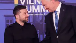 Volodimir Zelenszkij ukrán és Gitanas Nauseda litván elnök (Fotó: MTI/EPA/Toms Kalnins)