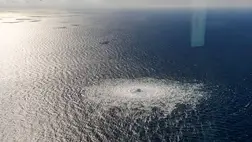Az Északi Áramlat-2 gázvezetéknél keletkezett gázszivárgás 2022. szeptember 27-én AFP/Handout/Handout/Danish Defence