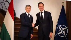Magyar Péter miniszterelnök Mark Rutte NATO-főtitkár folytatott brüsszeli megbeszélésén, 2026. május 28-án (Fotó: Magyar Péter Facebook-oldala)