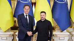  Mark Rutte és Volodimir Zelenszkij Kijevben 2026. június 3-án. Fotó: Ukrán Elnöki Hivatal / AFP