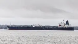 Egy orosz olajszállító hajó 2025. január 9-én Finnországban. Fotó: Roni Rekomaa / Bloomberg / Getty Images