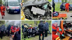 Súlyos baleset Beregszász közelében – több sérültet mentettek ki az autóból. Fotó: Beregszászi Mentőszolgálat