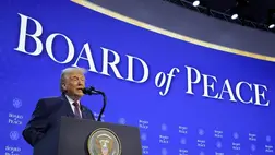 Donald Trump beszédet tart 2026. január 22-én Davosban, Svájcban. Fotó: Chip Somodevilla / Getty Images)