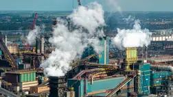 A Tata Steel az egyik legnagyobb szennyező Hollandiában a CO2, a nitrogén és az ólomhoz, higanyhoz hasonló nehézfémek tekintetében 2023. október 5-én, Velsenben. Fotó: Sjoerd van der Wal / Getty Images