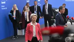 Budapest, 2024. november 7. Ursula von der Leyen, az Európai Bizottság elnöke az Európai Politikai Közösség (EPC) budapesti tanácskozására érkezik a Puskás Arénába 2024. november 7-én. MTI/Koszticsák Szilárd