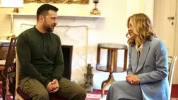 Giorgia Meloni olasz miniszterelnök és Volodimir Zelenszkij ukrán elnök megbeszélést folytat az észak-olaszországi Cernobbióban 2024. szeptember 7-én.Fotó: MTI/EPA/Chigi-palota