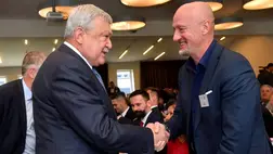 Csányi Sándor, a Magyar Labdarúgó Szövetség (MLSZ) elnöke és Marco Rossi, a magyar labdarúgó-válogatott szövetségi kapitánya (Fotó: MTI/Illyés Tibor)