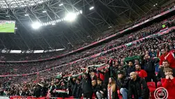Magyar szurkolók a Magyarország - Írország labdarúgó világbajnoki selejtező mérkőzés előtt a Puskás Arénában 2025. november 16-án. MTI/Hegedüs Róbert