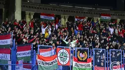 A magyar szurkolók az Örményország - Magyarország labdarúgó világbajnoki selejtező mérkőzés előtt a jereváni Szargszján Köztársasági Stadionban 2025. november 13-án. MTI/Czeglédi Zsolt