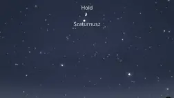 Szombat este 18:00-kor már láthatjuk a Hold- és a Szaturnusz együttállását a déli égbolton. A hosszú éjszakának köszönhetően egész este gyönyörködhetünk az égi párosban. FORRÁS: Stellarium-web.org