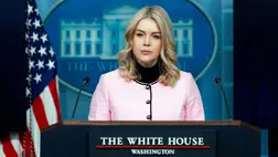 Karoline Leavitt, a Fehér Ház sajtótitkára, elnöki szóvivő (Fotó: MTI/EPA pool/Will Oliver)