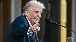 Donald Trump amerikai elnök évértékelő beszédét tartja a törvényhozás, a kongresszus két háza előtt a washingtoni Capitoliumban 2026. február 24-én. MTI/EPA/The New York Times pool/Kenny Holston