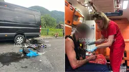 Kórházba került egy motoros a Técsői járásban történt buszbaleset után. Fotó: facebook.com/103zakarpat