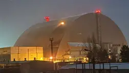 A csernobili atomerőmű 4-es reaktorát védő betonburok. Fotó: MTI/EPA/NAÜ