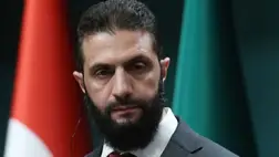 Ahmed es-Saraa ideiglenes szíriai elnök a Recep Tayyip Erdogan török elnökkel közösen tartott sajtótájékoztatón az ankarai elnöki palotában 2025. február 4-én (Fotó: MTI/EPA/Necati Savas)