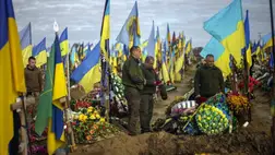 Ukrán katonák temetése (Fotó: MTI/AP/Francisco Seco)