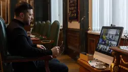 Ukrajna elnöke, Volodimir Zelenszkij videókonferenciát tartott. Fotó: Ukrajna elnökének sajtószolgálata