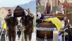 Kárpátalján utolsó útjára kísérték az orosz-ukrán háborúban elesett védőt, Mikola Szolovkát. Fotó: Urunk Színeváltozása plébánia 