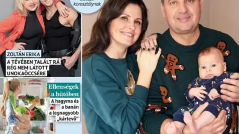 Klausmann Viktor párjával és legkisebb gyermekével címlapon