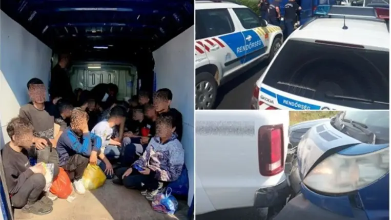 29 illegális migránst szállított Ausztria irányába az embercsempész. Fotó: police.hu