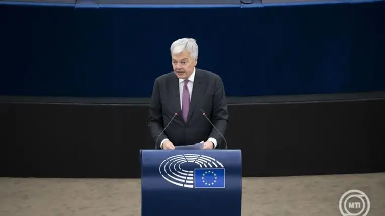  Strasbourg, 2024. november 26. Didier Reynders, az Európai Bizottság igazságügyért felelős tagja felszólal az Európai Parlament plenáris ülésén Strasbourgban 2024. november 26-án. MTI/Bodnár Boglárka