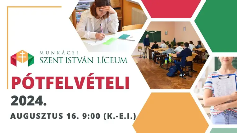 A Munkácsi Szent István Líceum pótfelvételt hirdet a 8., 9. és 10. osztályba