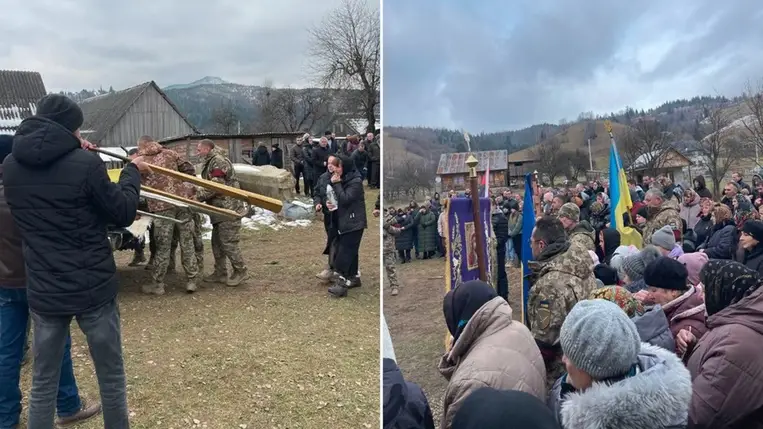 Búcsú Vadim Pacsev védőtől (Feketetisza/Csorna Tisza, Rahói járás, Kárpátalja). Fotó: Jaszinyai kistérség/Facebook