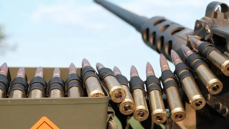 Browning M2 12.7-es kaliberű nehézgéppuska a kijevi területi légvédelem egyik állásában (Fotó: MTI/EPA/María Senovilla)