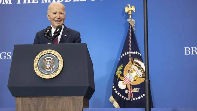  Joe Biden elnök beszédet mond gazdasági örökségéről 2024. december 10-én, kedden a washingtoni Brookings Institute-ban. A fotó forrása: Official White House Adam Schultz
