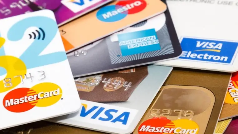 Bankkátyák, hitelkártyák. Pénzügy. Illusztráció.